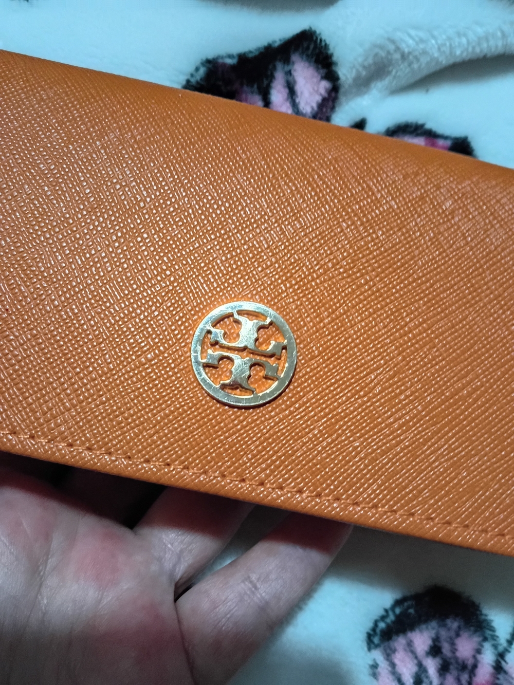 Tory Burch Orange Saffiano Leather Continental Wallet Like New - Picture 6 of 9